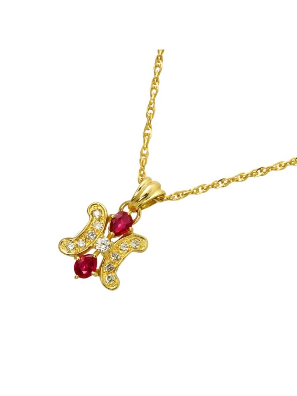Celine Triomphe Ruby Diamond Necklace 42 18k Yellow Gold 750 Macadam